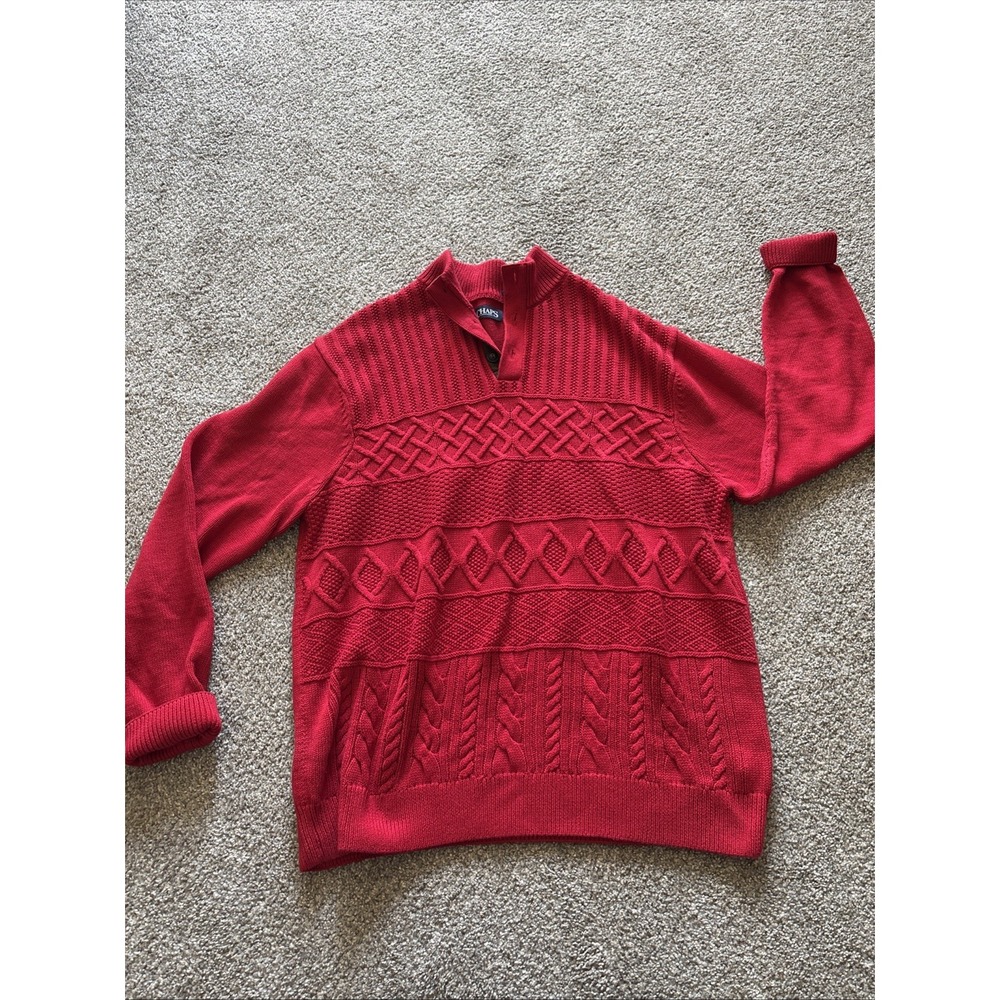Unisex Vintage Chaps Red Long Sleeve Sweater Size XXL